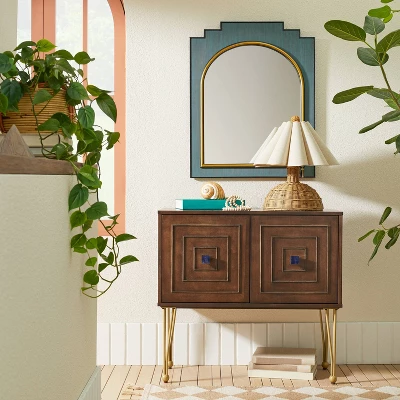 24" x 30" Wood and Brass Wall Mirror Blue - Opalhouse™ designed with Jungalow™ 24" X 30" Wood And Brass Wall Mirror Blue - Opalhouse™ Designed With Jungalow™ -Opalhouse Store GUEST cb96163c 8169 4317 ba73 7b186591eed2