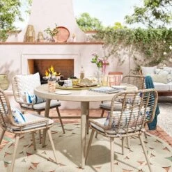 Leona 46" Round Crushed Bamboo Stamped Steel Top Patio Dining Table - Opalhouse™ -Opalhouse Store GUEST f04b764c a584 4bfe b9ea 6c0ea8ed5c2c